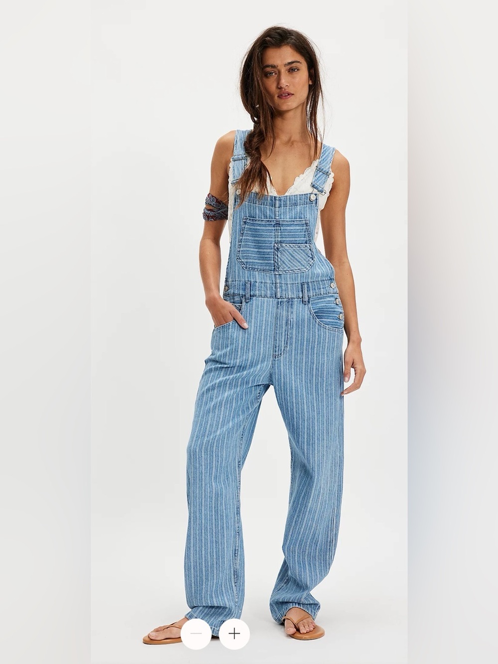 FREE PEOPLE x We The Free Ziggy Striped Overalls in beachcomber size small